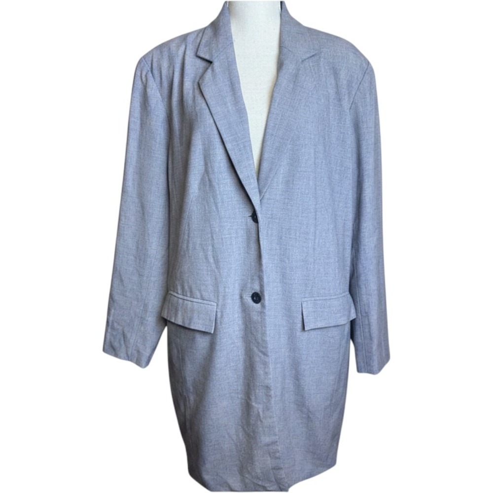 Elisabeth Liz Claiborne Grey Longline Blazer Jacket Womens 16 Dark Academia